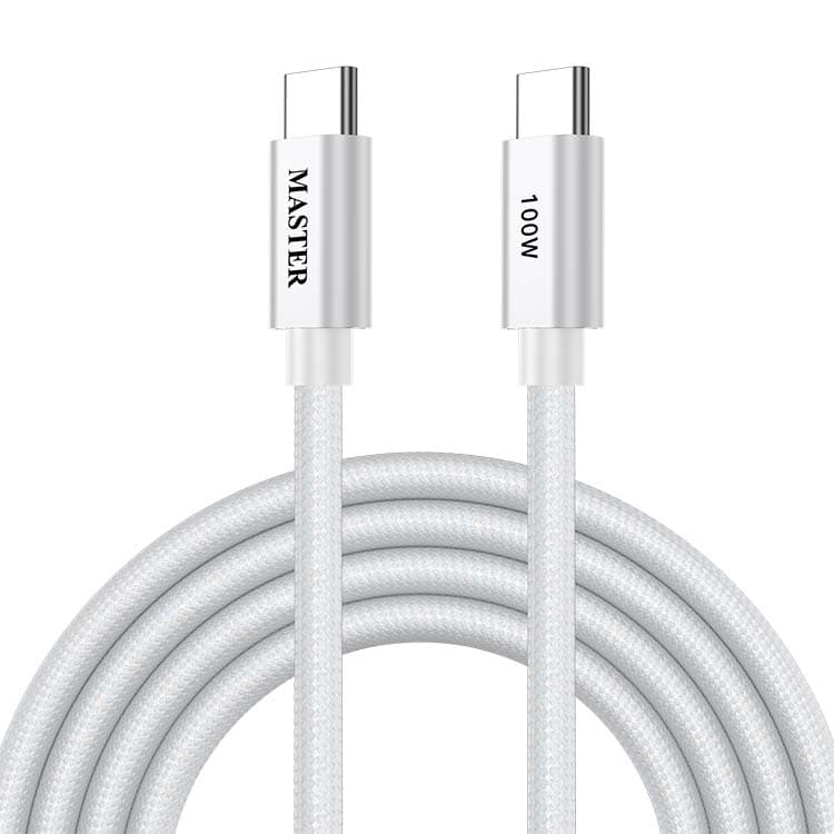 MASTER Braided 100W USB-C to USB-C Cable 2M - White 1 Count
