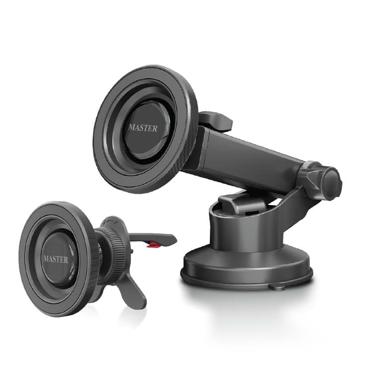 MASTER 2-in-1 Magnetic Car Phone Holder for Dashboard & Air Vent - Black 1 Count