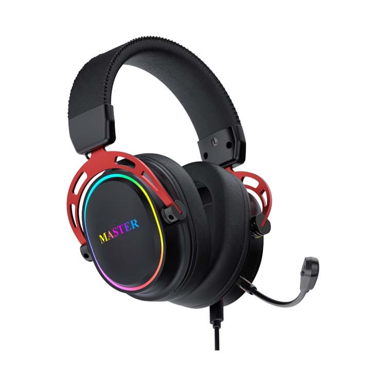 MASTER Wired Gaming Headset RGB USB + Dual 3.5mm - Black/Red 1 Count